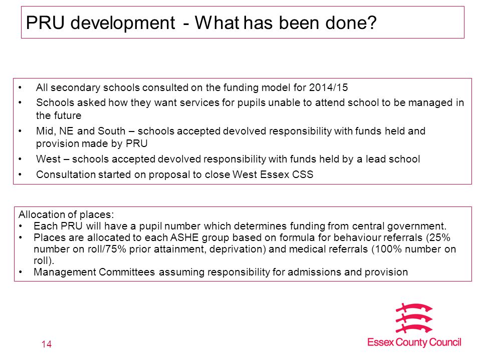 PRU development - What has been done.