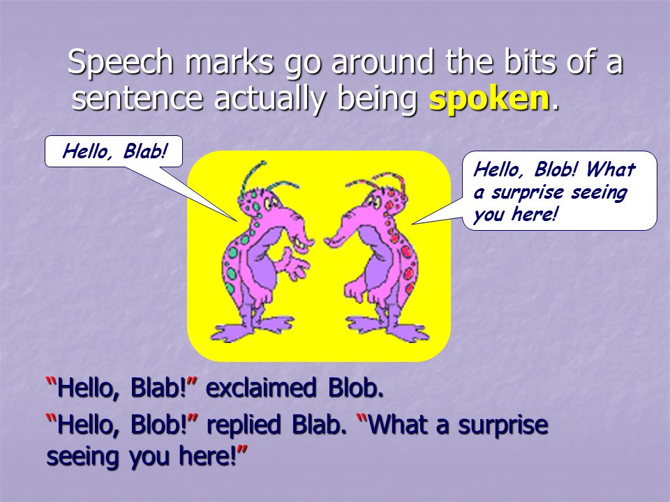Speech marks go around the bits of a sentence actually being spoken.