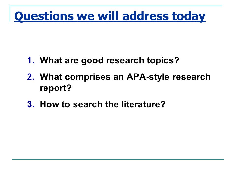 good research report topics