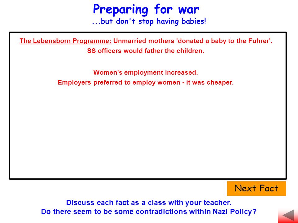 Preparing for war...but don t stop having babies. Women s employment increased.