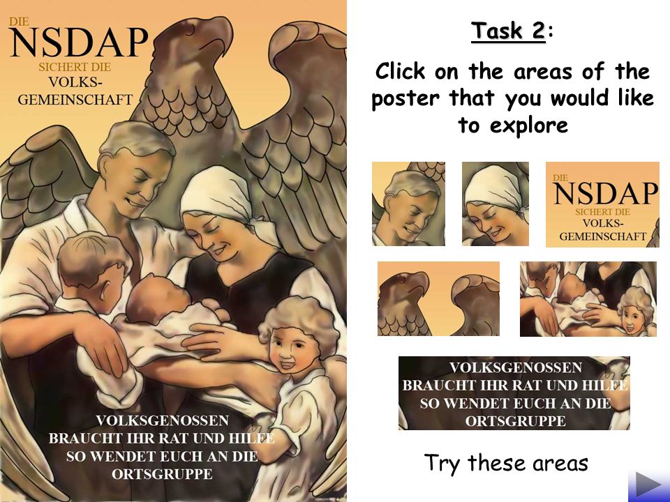 Task 2 Task 2: Click on the areas of the poster that you would like to explore Try these areas