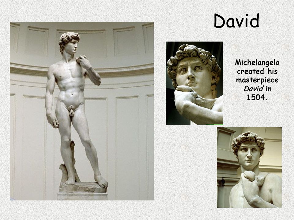David Michelangelo created his masterpiece David in 1504.