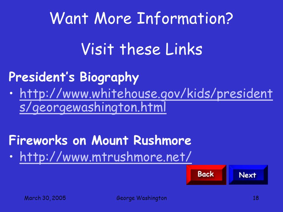 March 30, 2005George Washington17 Discussion Questions 6.When Washington did not succeed, what did he do.