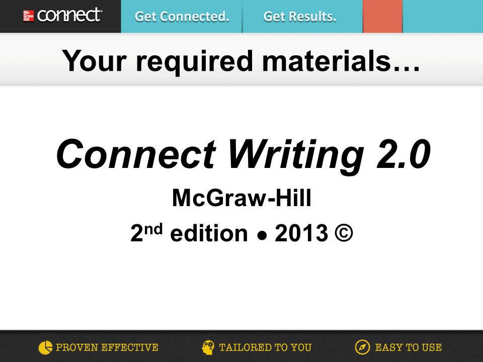 Connect Writing 2.0 McGraw-Hill 2 nd edition 2013 © Your required materials…