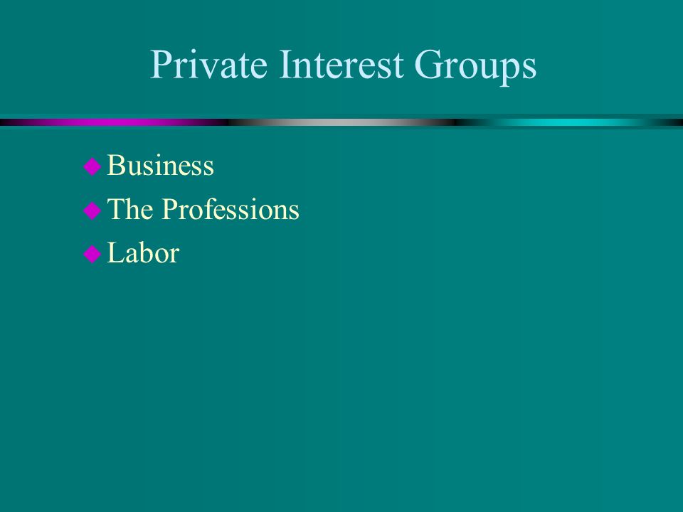 Private Interest Groups  Business  The Professions  Labor
