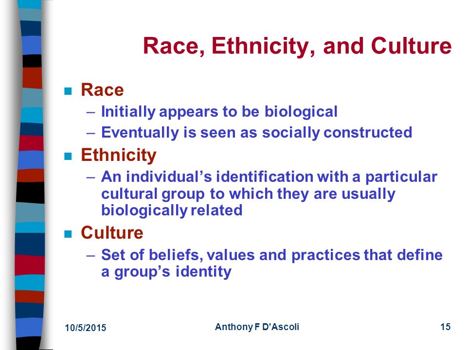 10/5/2015 Anthony F D'Ascoli1 Ethics of Diversity Introduction n ...