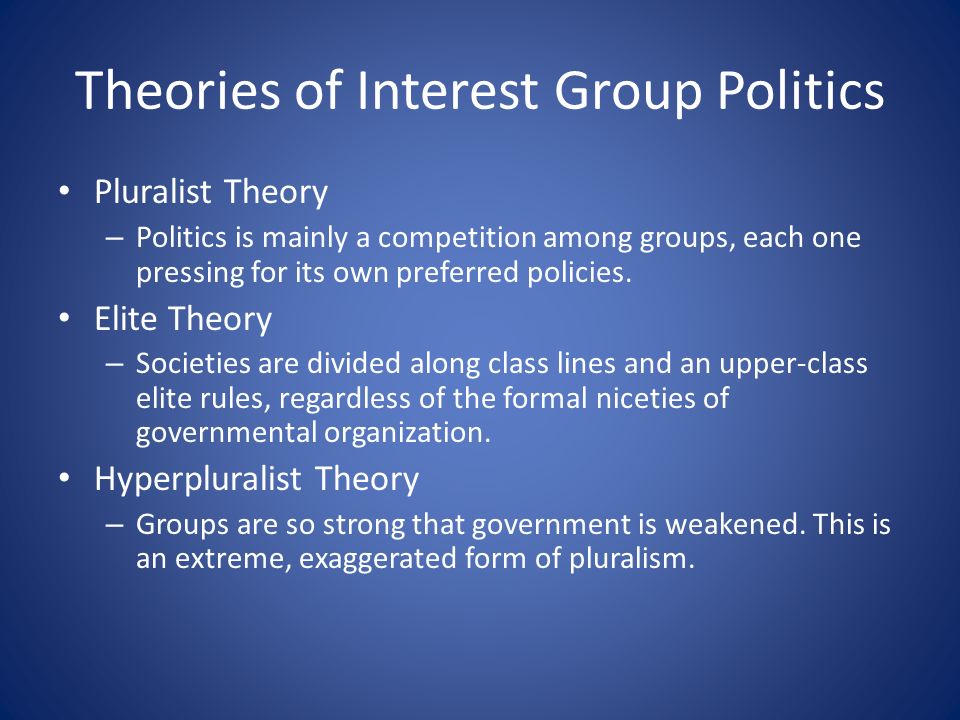 according to the group theory of politics