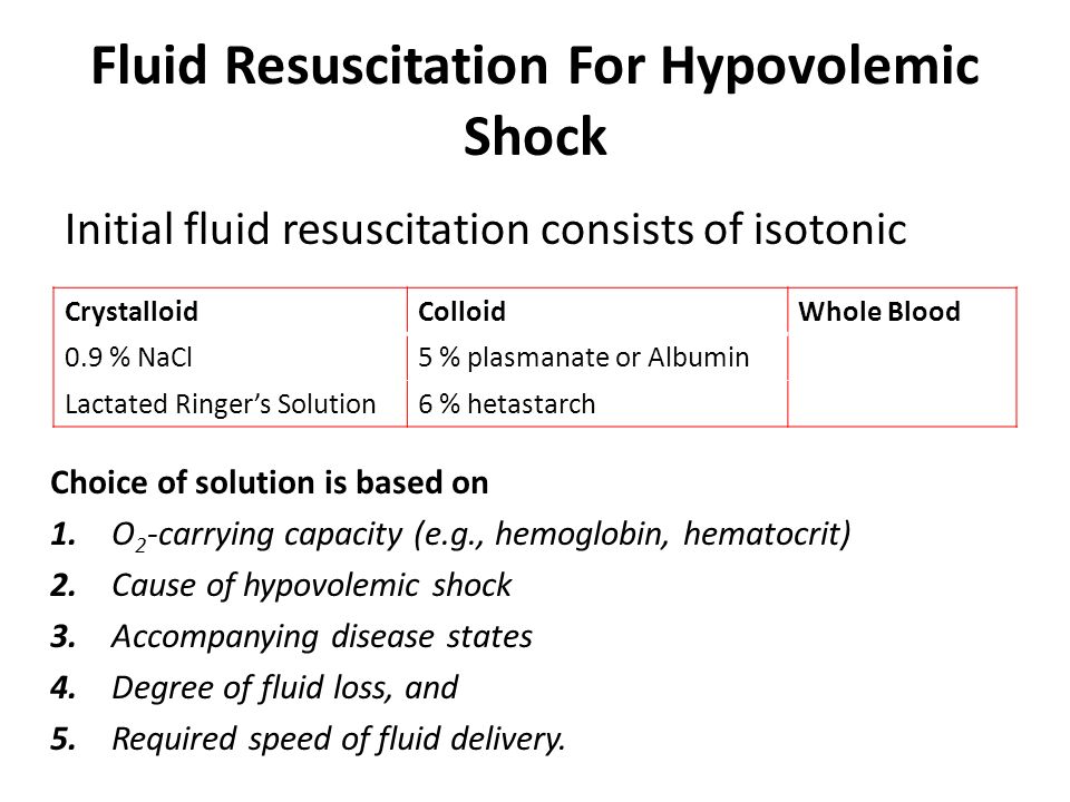 Shock blood and fluid resuscitation fluid resuscitation guidelines