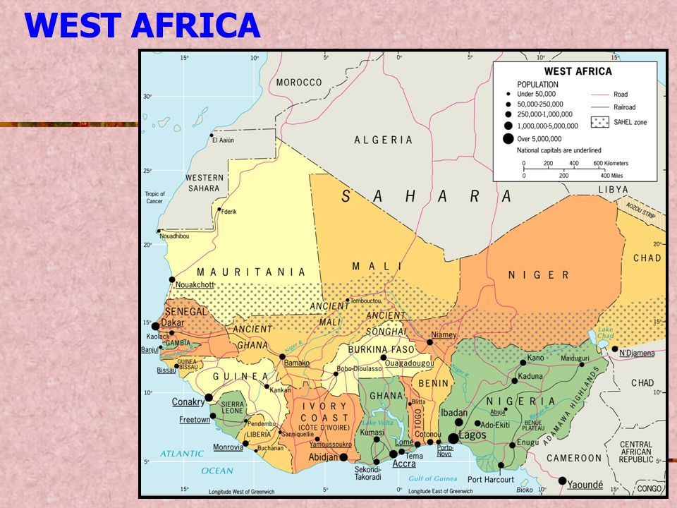 Карта западной африки со странами
