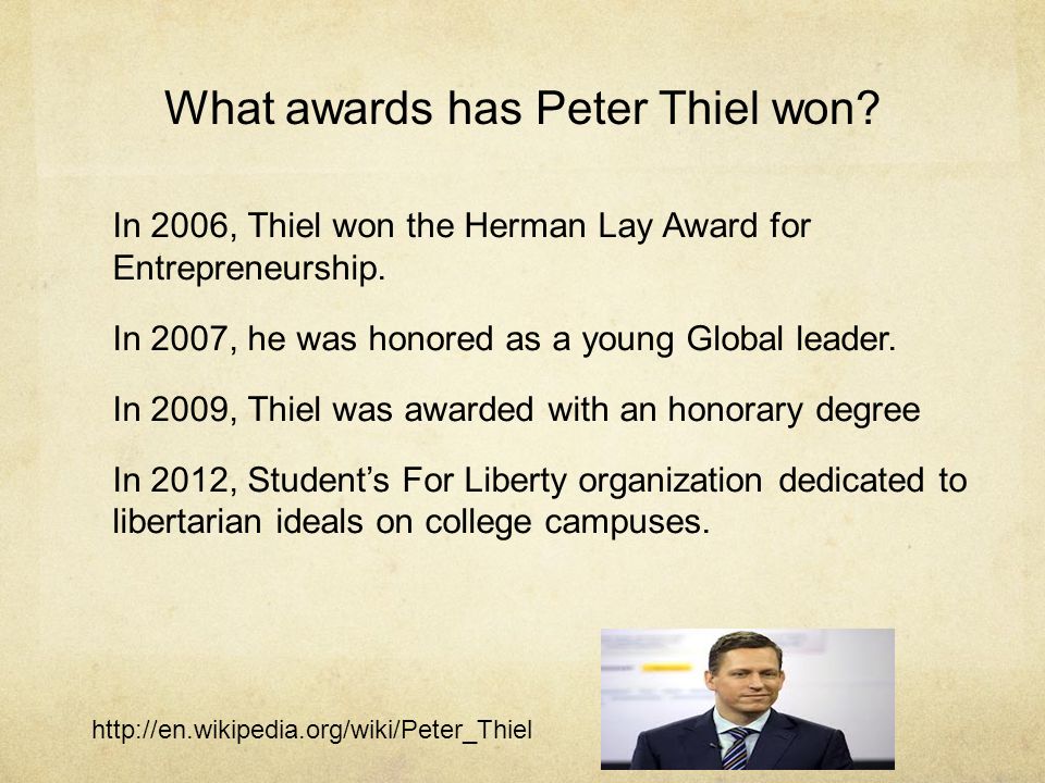 Peter Thiel 1.. Who is your person? Peter was one of Paypal's co-founders.  He is an American entrepreneur, venture, capitalist and hedge fund manager.  - ppt download