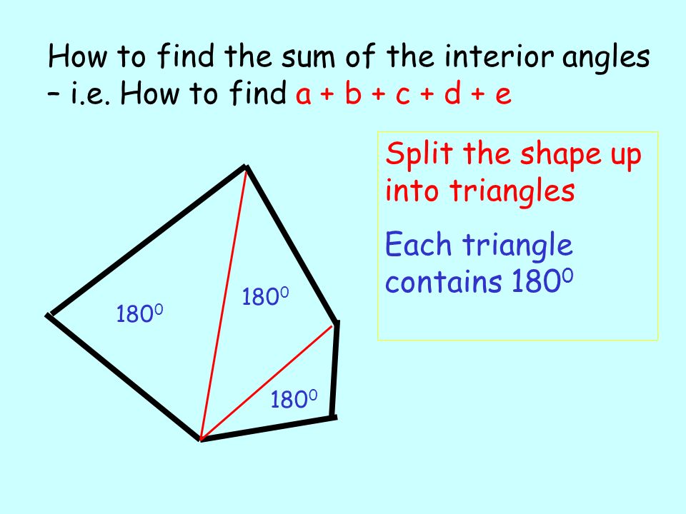 How to find the sum of the interior angles – i.e.