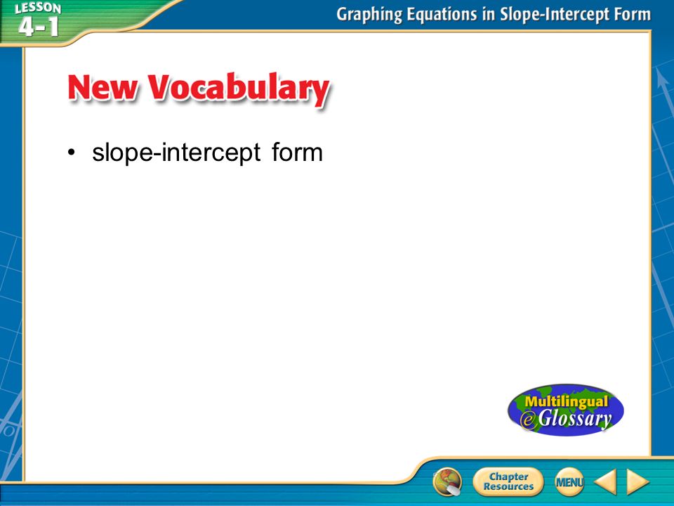 Vocabulary slope-intercept form