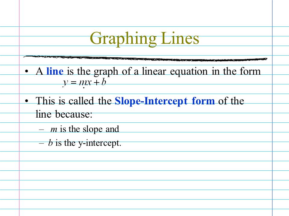 Graphing Lines A line is the graph of a linear equation in the form.