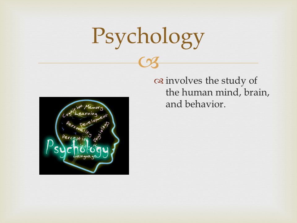  Psychology  involves the study of the human mind, brain, and behavior.