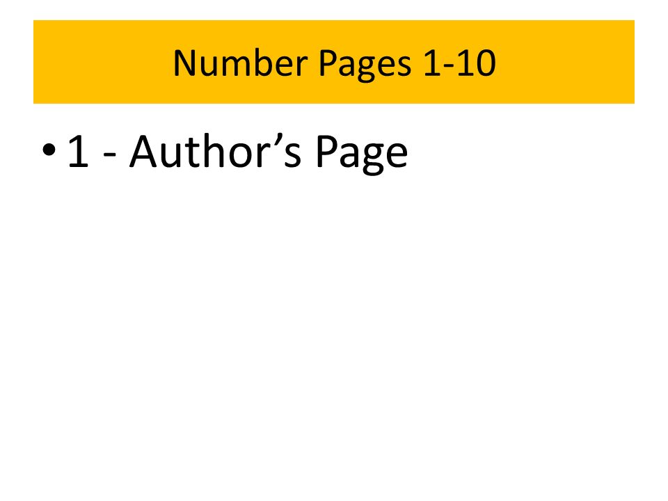 Number Pages Author’s Page