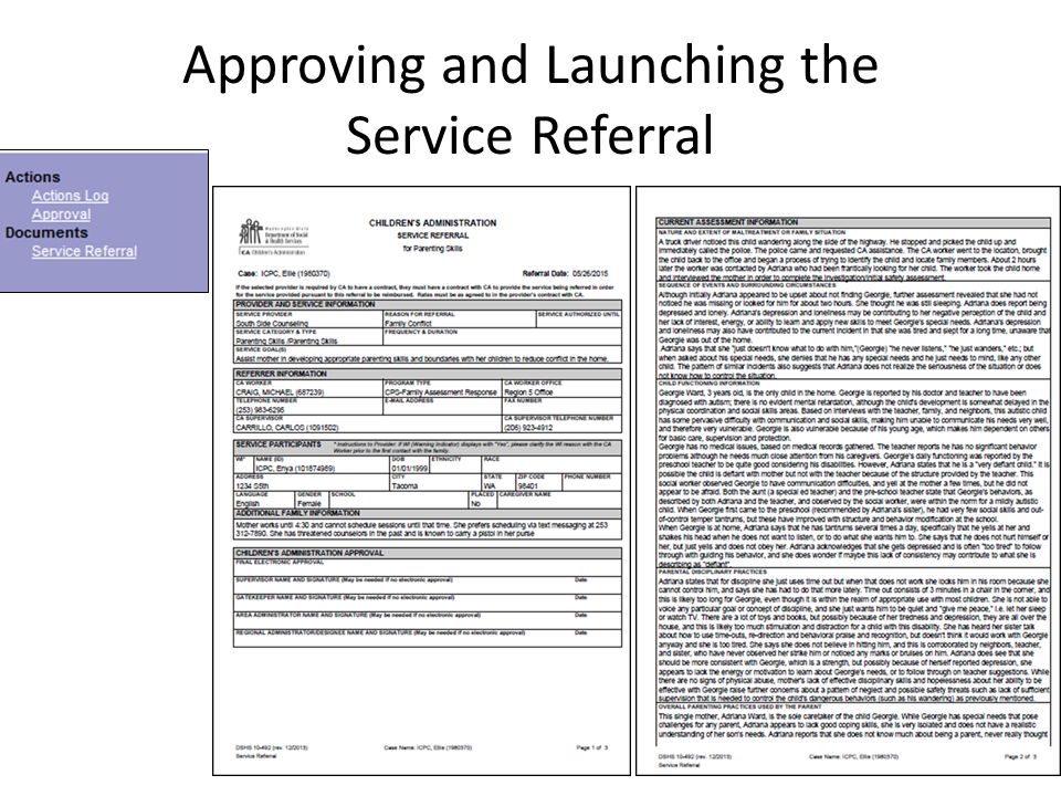 Approving and Launching the Service Referral