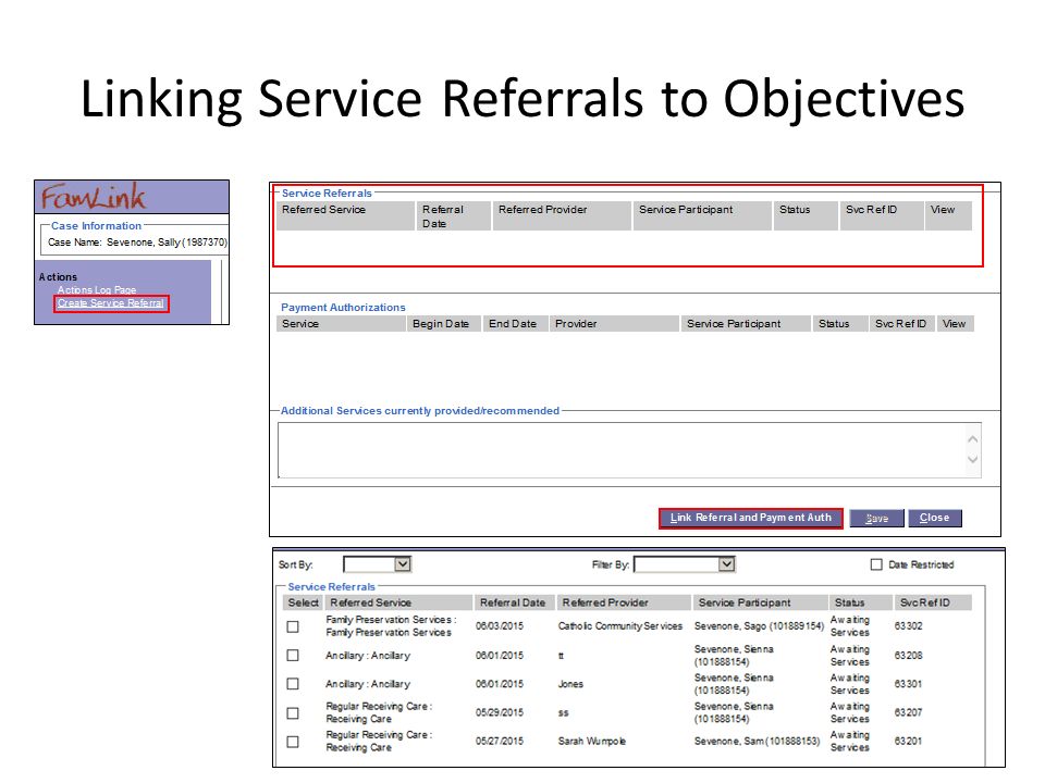 Linking Service Referrals to Objectives