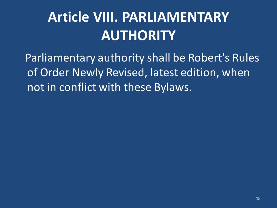 Article VIII.