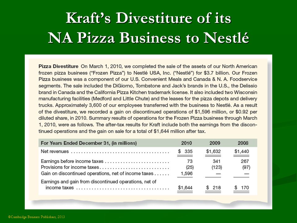 ©Cambridge Business Publishers, 2013 Kraft’s Divestiture of its NA Pizza Business to Nestlé