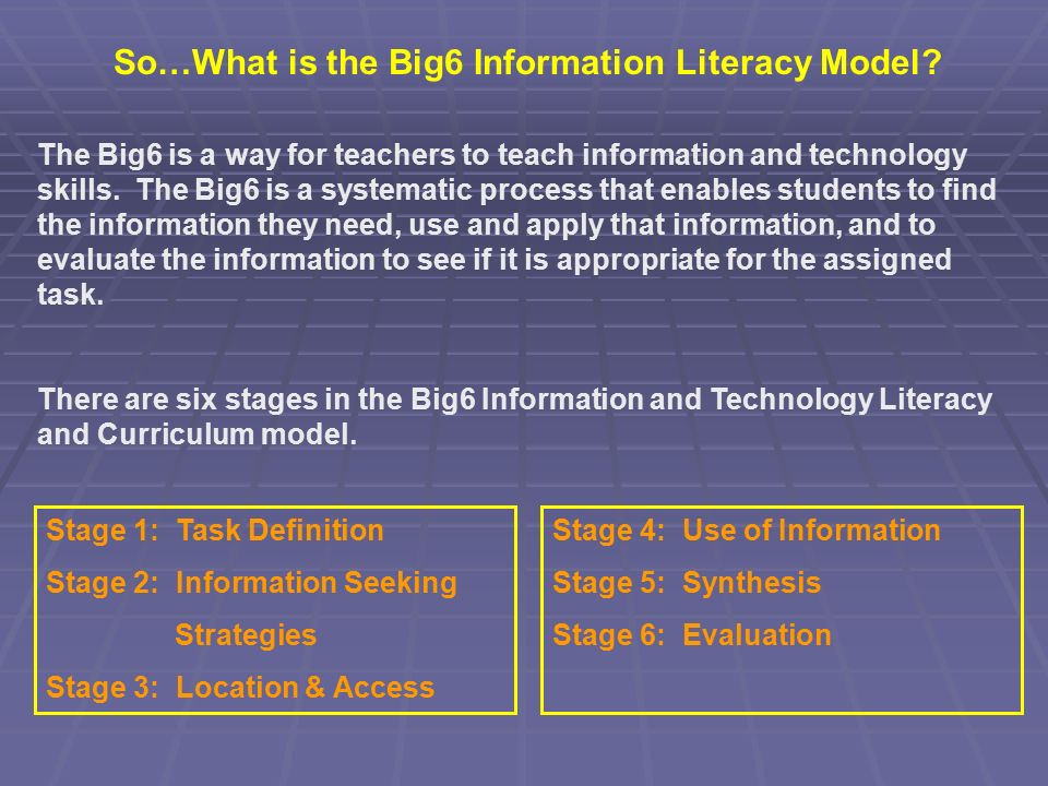 Presented By Tammy Knowlton 2007 Welcome To The Big 6 Information And ...