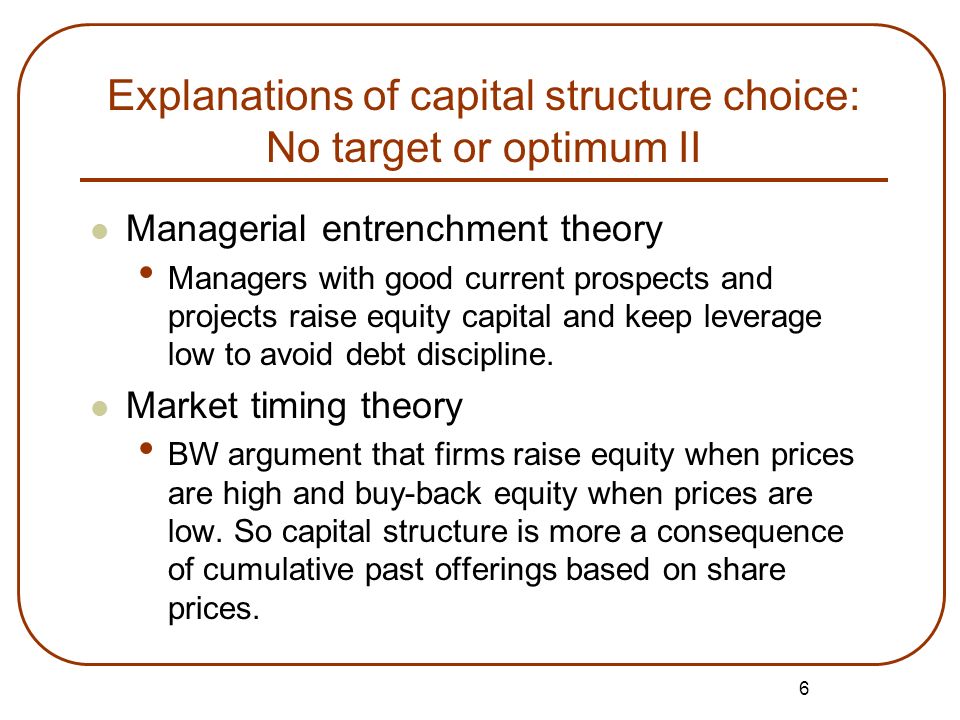 market timing and capital structure