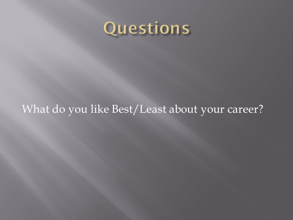 What do you like Best/Least about your career