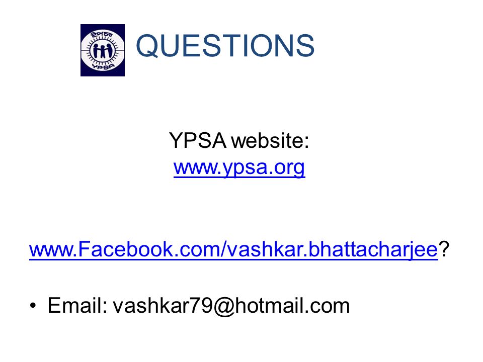 QUESTIONS YPSA website: