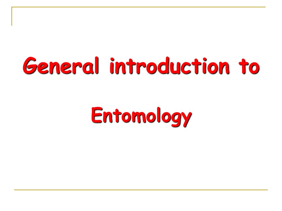 General introduction to Entomology