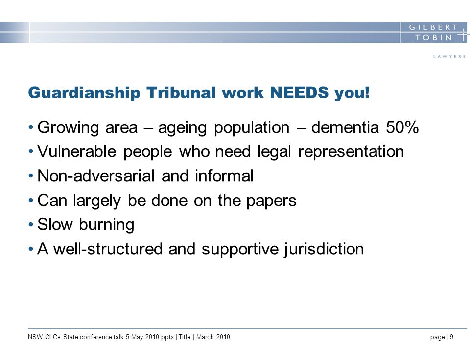 Guardianship Tribunal work NEEDS you.