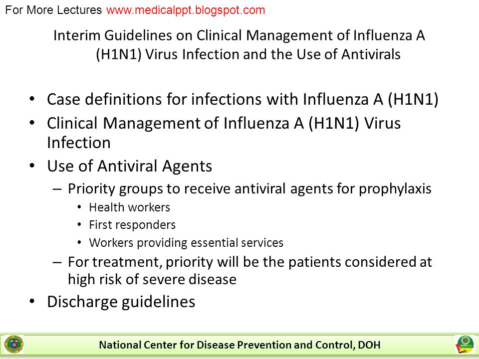 For More Lectures Influenza A (H1N1) National Center for Disease ...