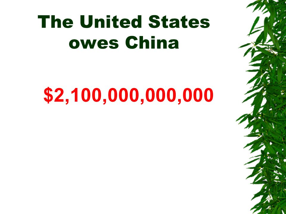 The United States owes China $2,100,000,000,000