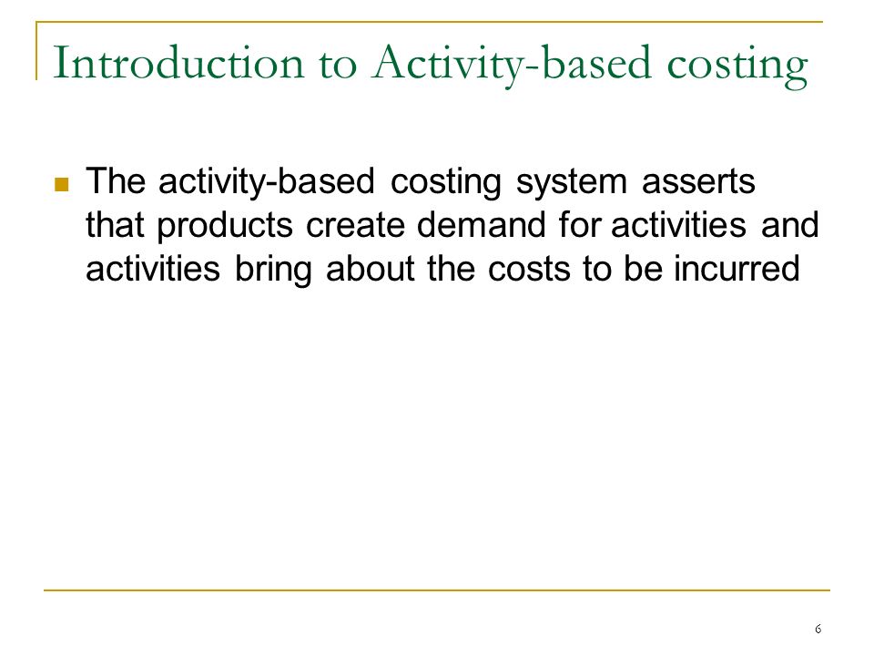 introduction to activity based costing