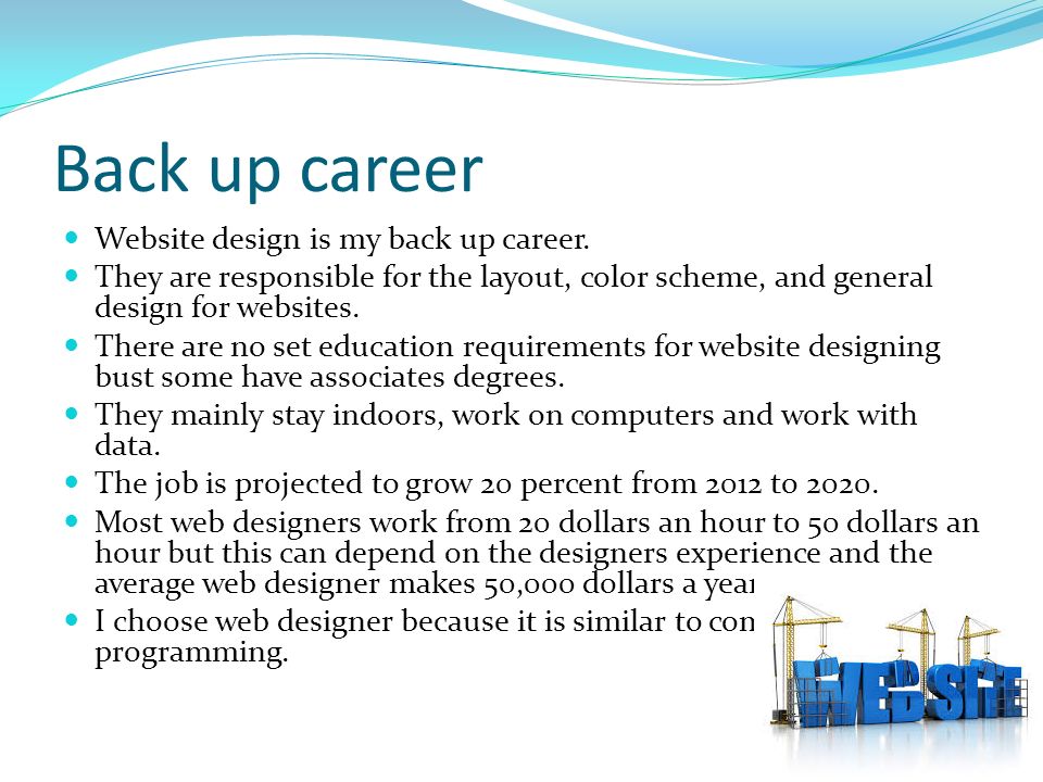 Back up career Website design is my back up career.