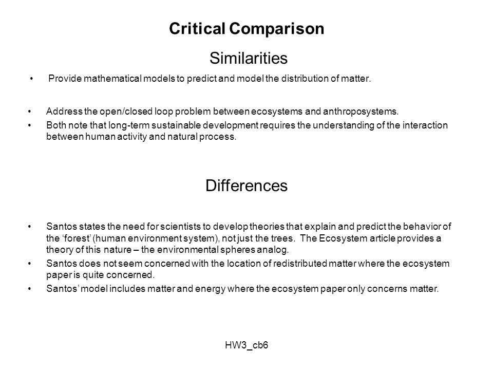 HW3_cb6 Critical Comparison Provide mathematical models to predict and model the distribution of matter.
