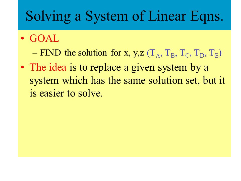 Solving a System of Linear Eqns.