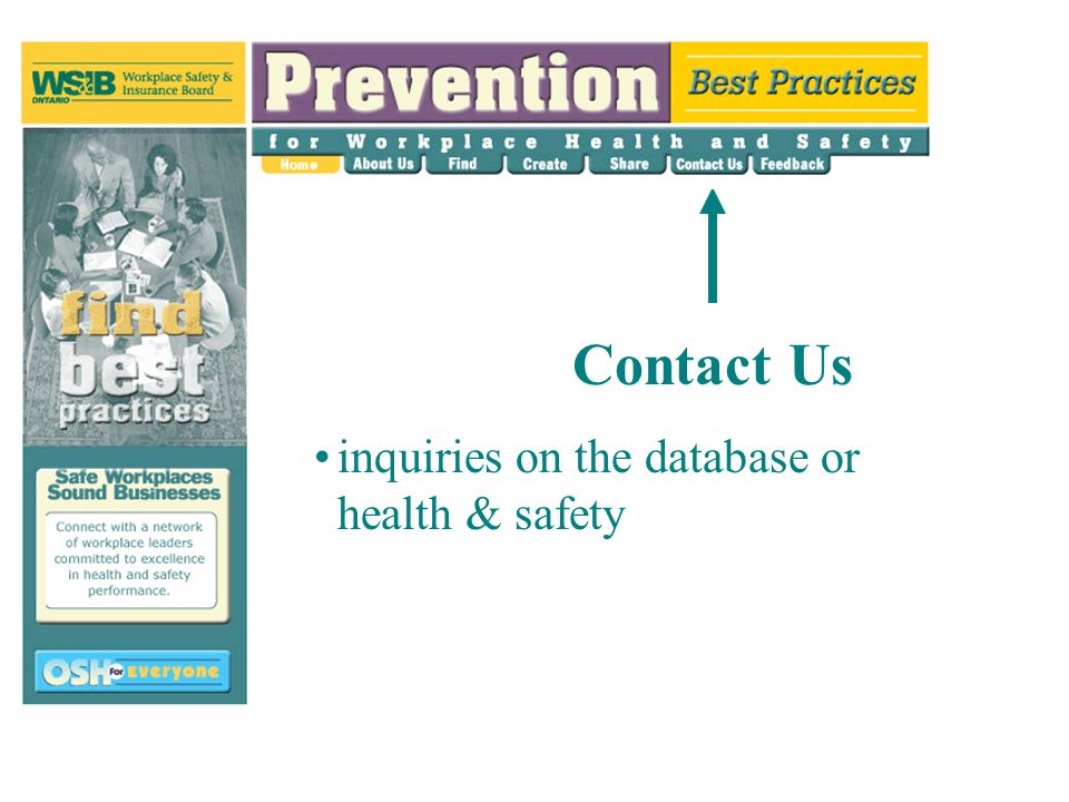 Contact Us inquiries on the database or health & safety