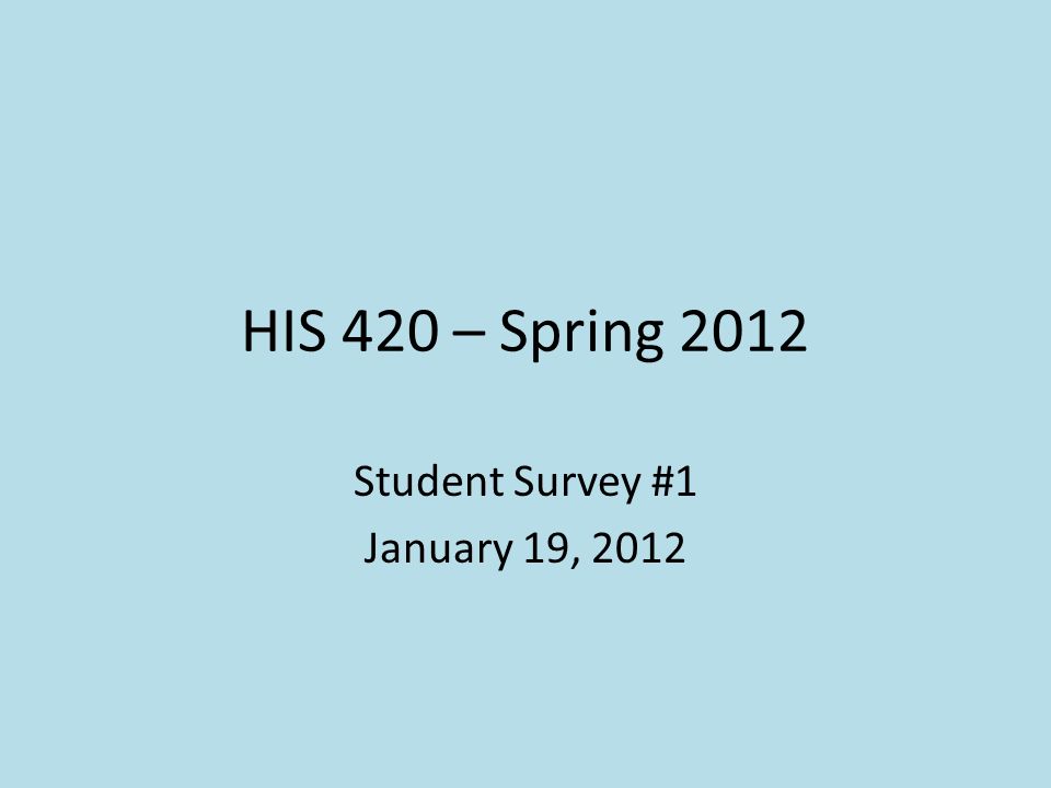 HIS 420 – Spring 2012 Student Survey #1 January 19, 2012