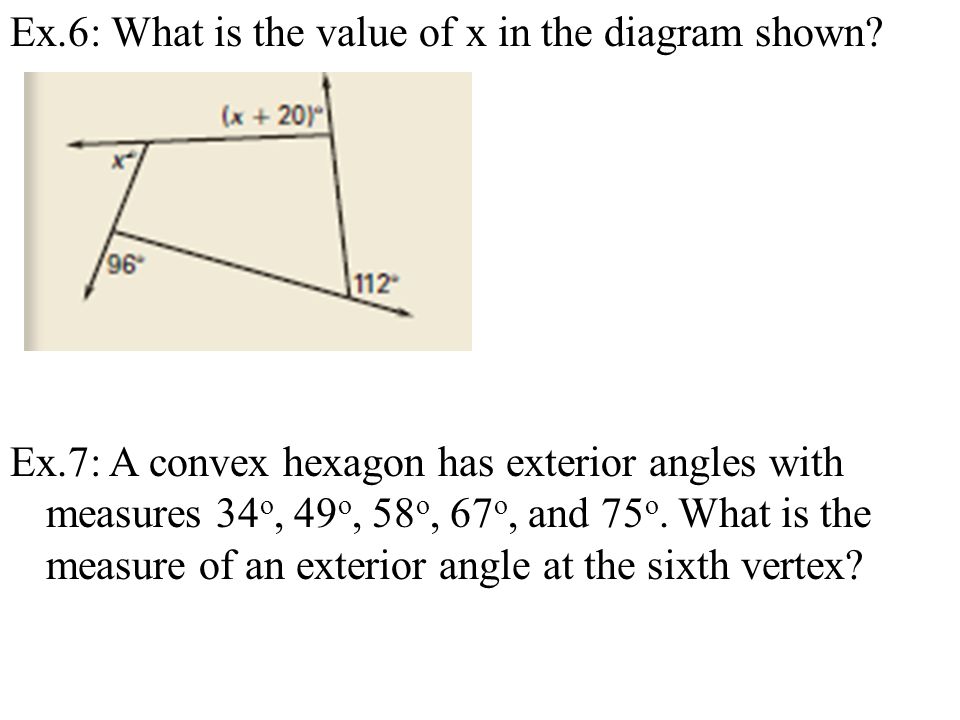 Ex.6: What is the value of x in the diagram shown.