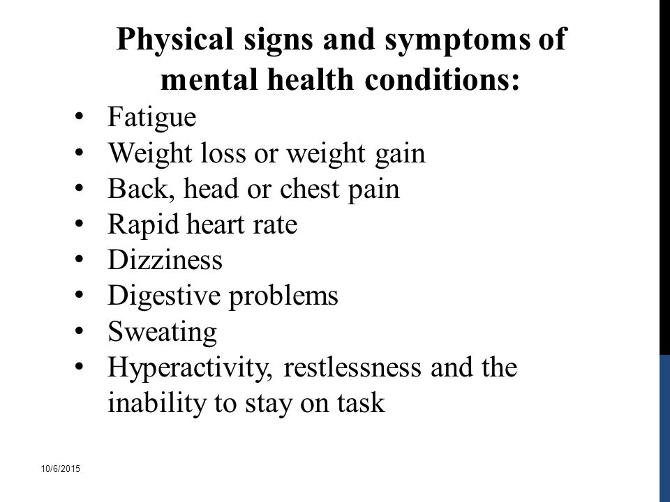 Health signs of problems mental 