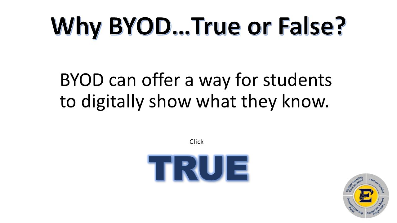 BYOD can offer a way for students to digitally show what they know. Click