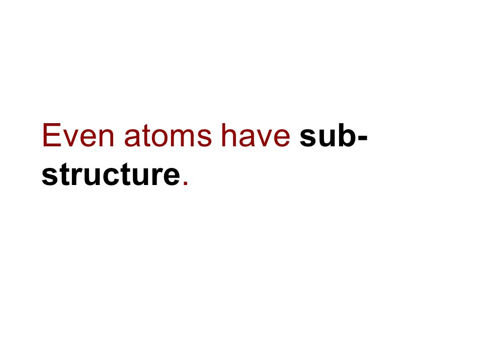 Even atoms have sub- structure.