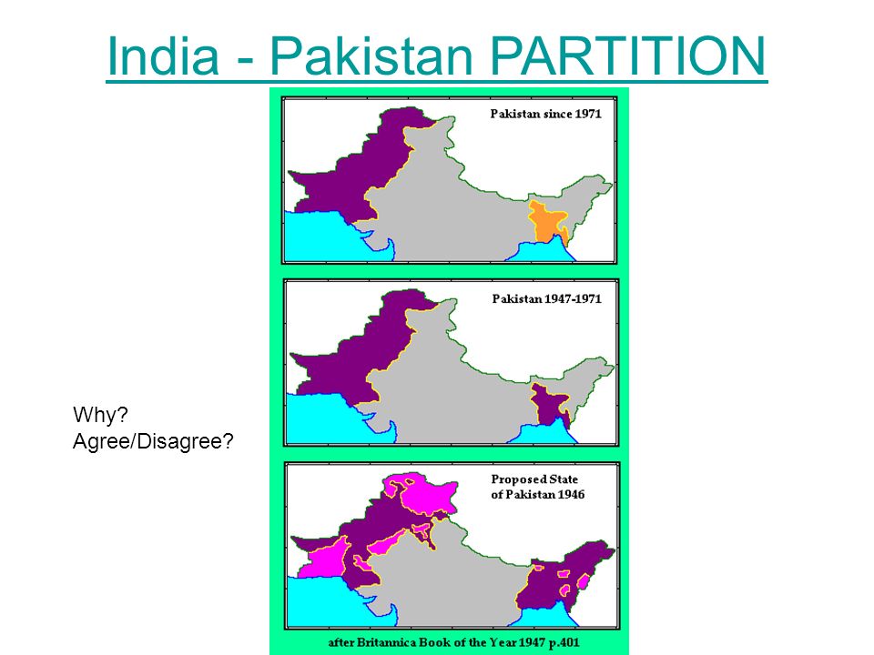 India - Pakistan PARTITION Why Agree/Disagree