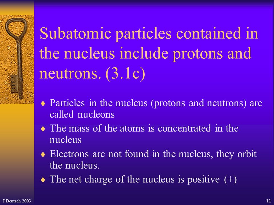 J Deutsch Each atom has a nucleus, with an overall positive charge, surrounded by one or more negatively charged electrons.