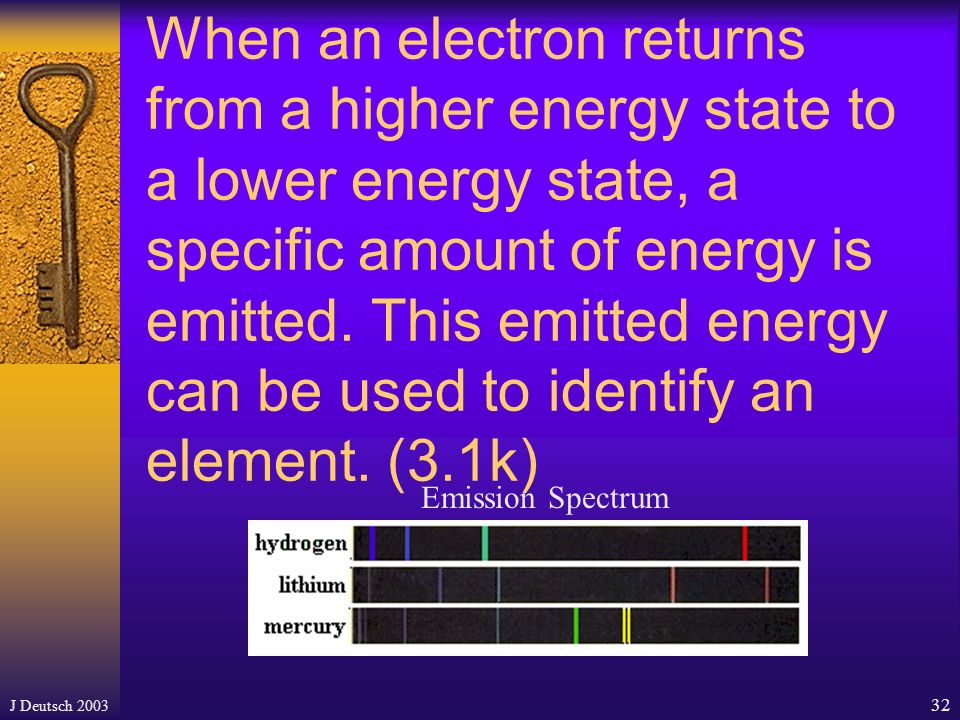 J Deutsch When an electron in an atom gains a specific amount of energy, the electron is at a higher energy state (excited state).