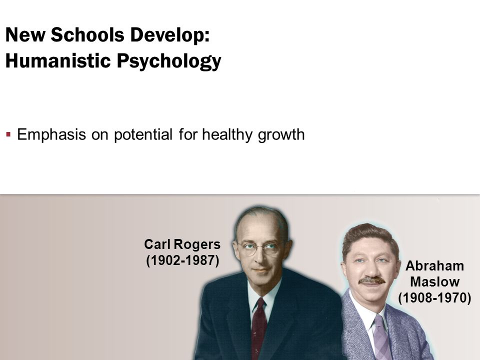  Emphasis on potential for healthy growth Abraham Maslow ( ) Carl Rogers ( )