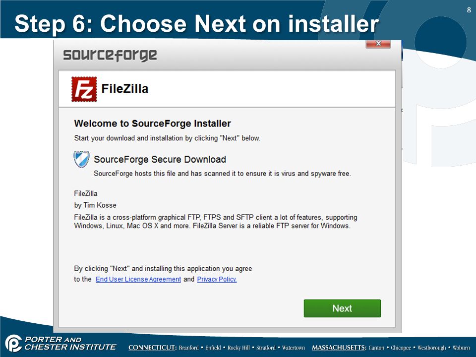 8 Step 6: Choose Next on installer