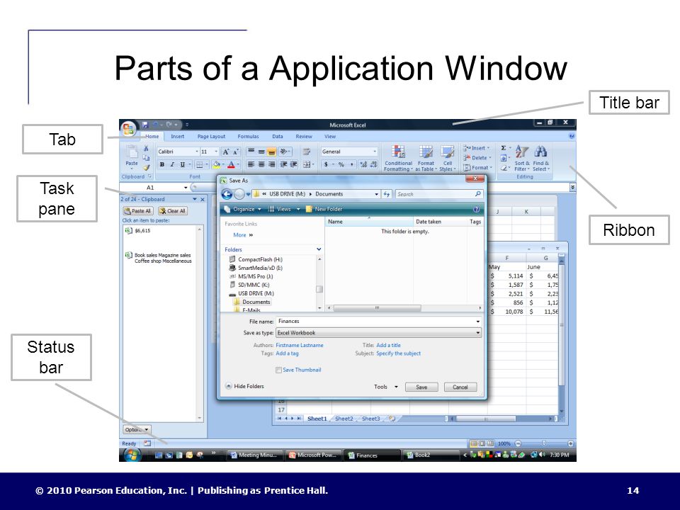 Parts of a Application Window 14© 2010 Pearson Education, Inc.