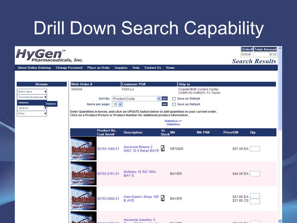 Drill Down Search Capability