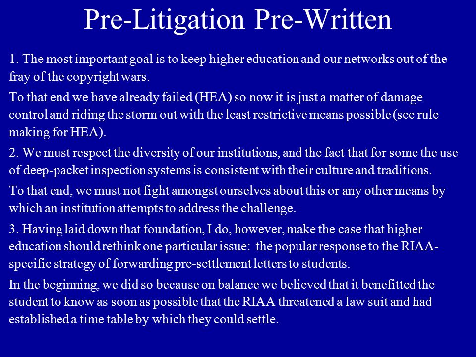 Pre-Litigation Pre-Written 1.