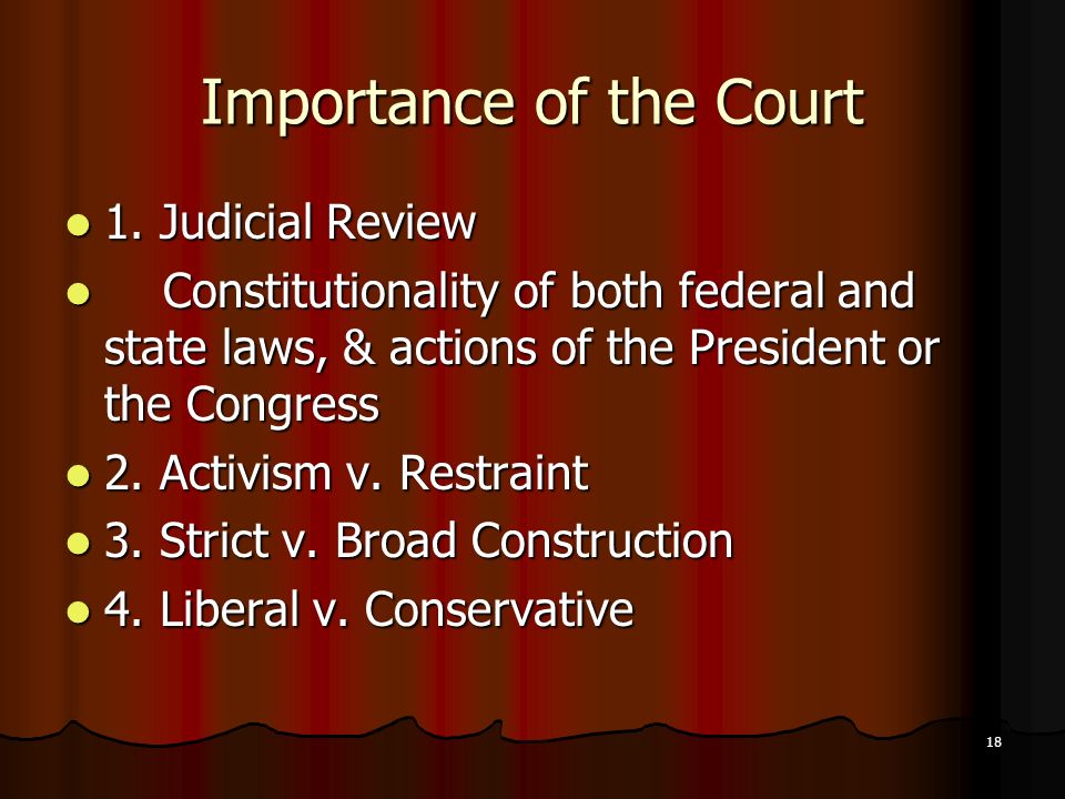 18 Importance of the Court 1. Judicial Review 1.